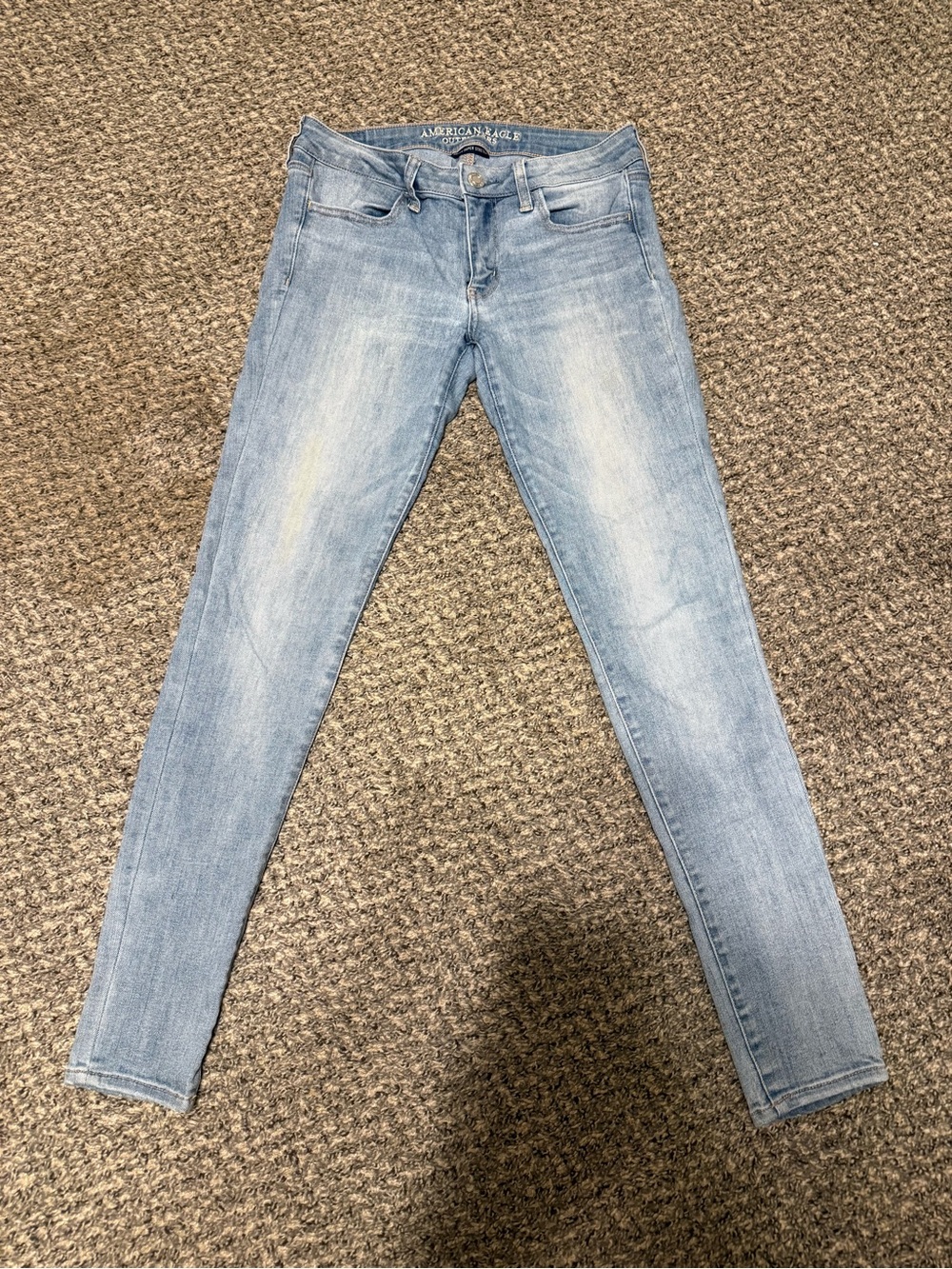 American Eagle Outfitters Skinny Jeans Faded Light Blue 8 Long Jegging Stretch